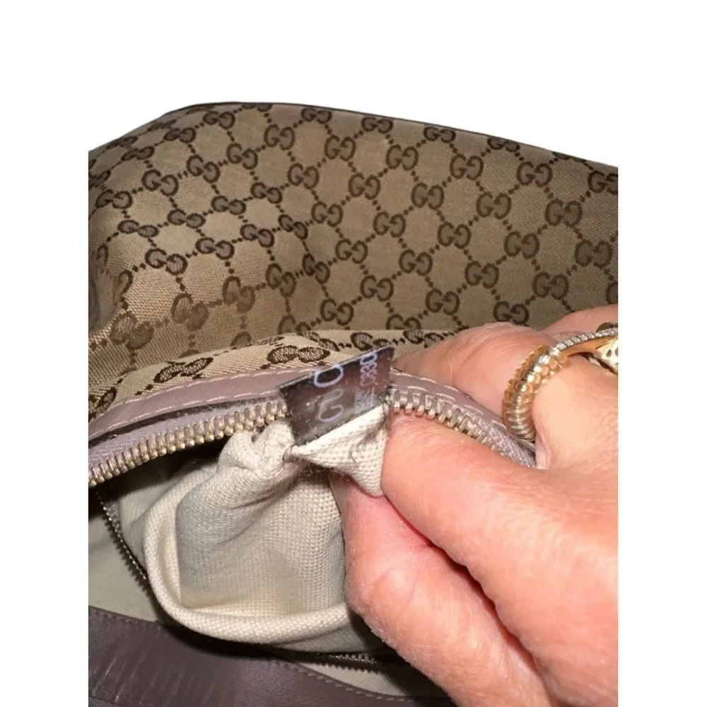 Gucci Mayfair lavender leather gg canvas hobo